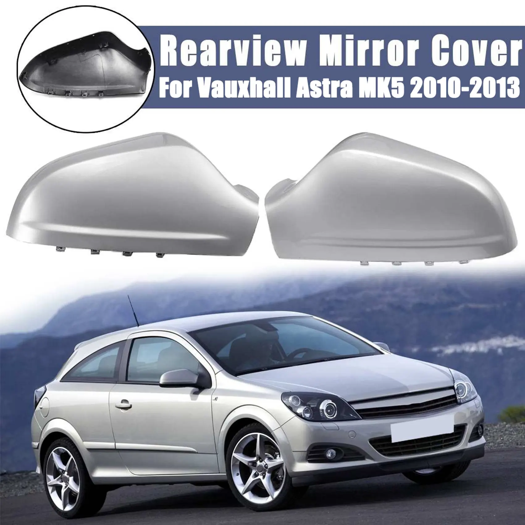 2PCS Car Rearview Mirror Cover Reversing Rear View Mirror Cap Shell for Opel Astra H 2004-2009