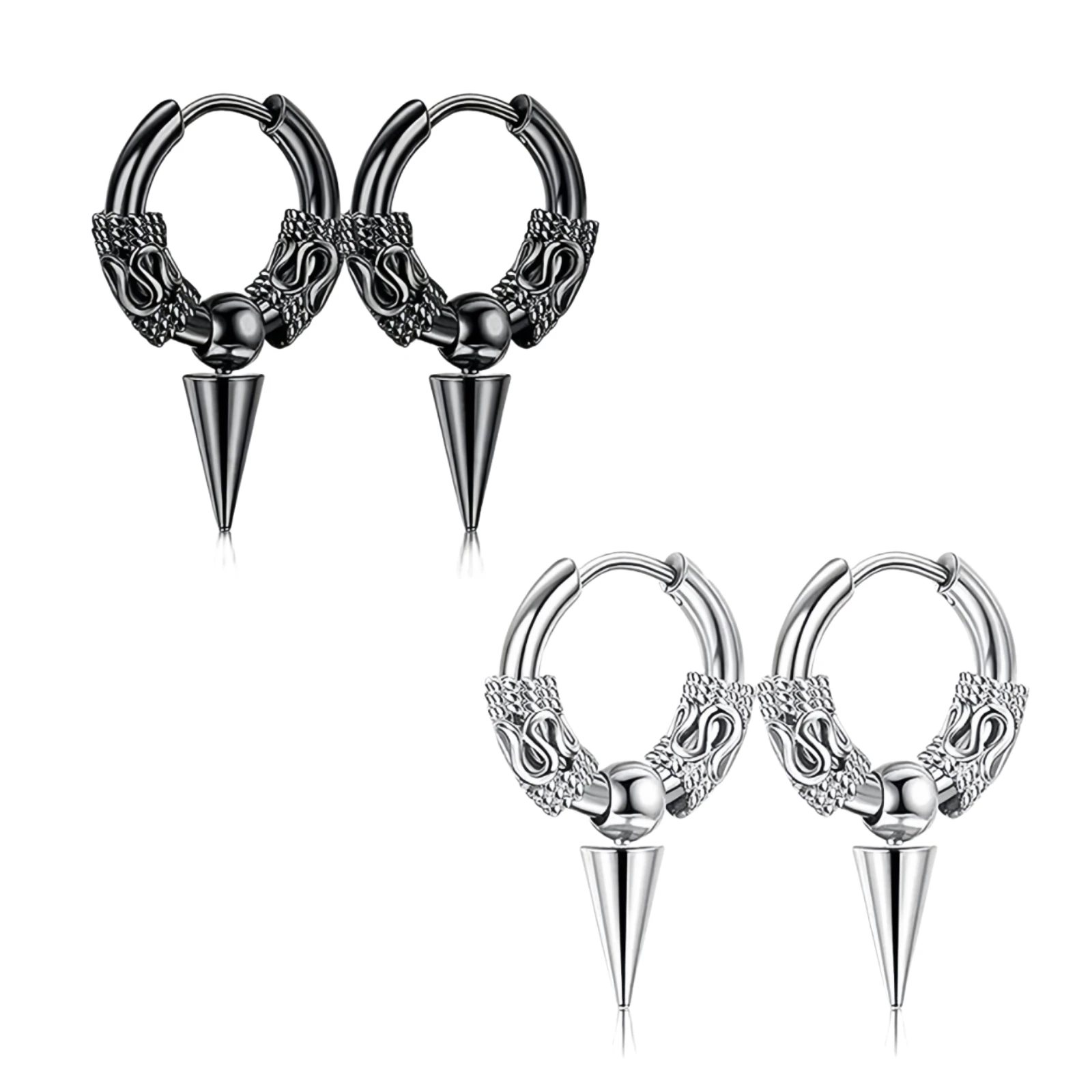 1 Paar Regentropfen Vintage Gothic Punk Schwarz Edelstahl Tropfen Ohrringe Hohles Design für Männer Frau Geschenk Alltag Schmuck