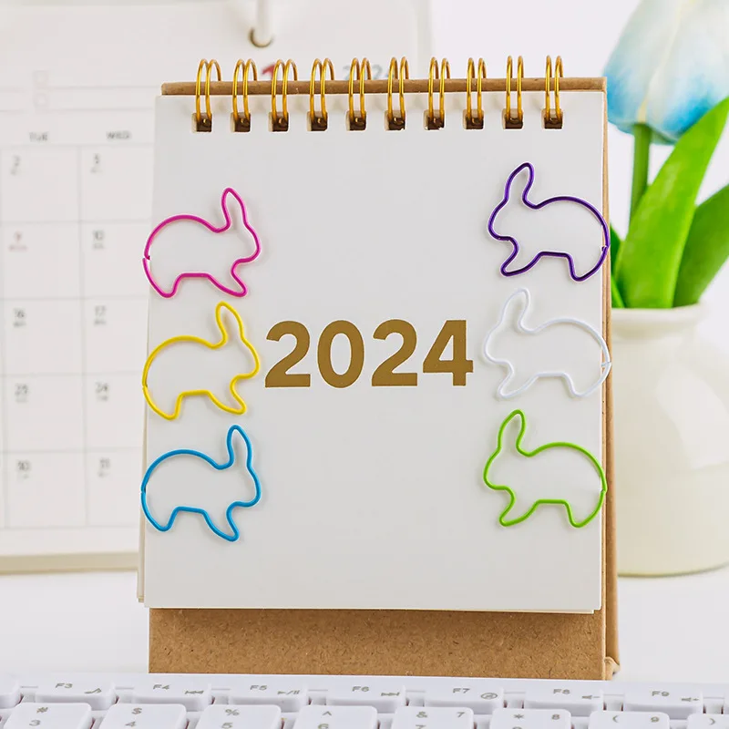 Six-color mixed Rabbit Paper Clips Animal Paper Clip Pclip Metal Fun Color Pin Office Supplies Bookmark Clip Book Marker