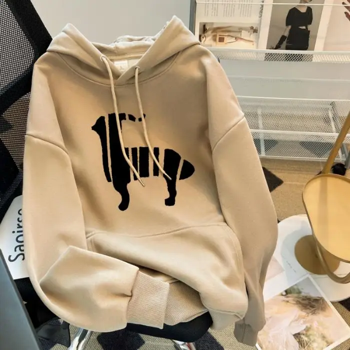 Sudaderas con capucha con estampado de dibujos animados para mujer, sudadera fina con bolsillo, sudaderas deportivas de Fitness, jerséis casuales de gran tamaño Unisex y2k, moda de otoño