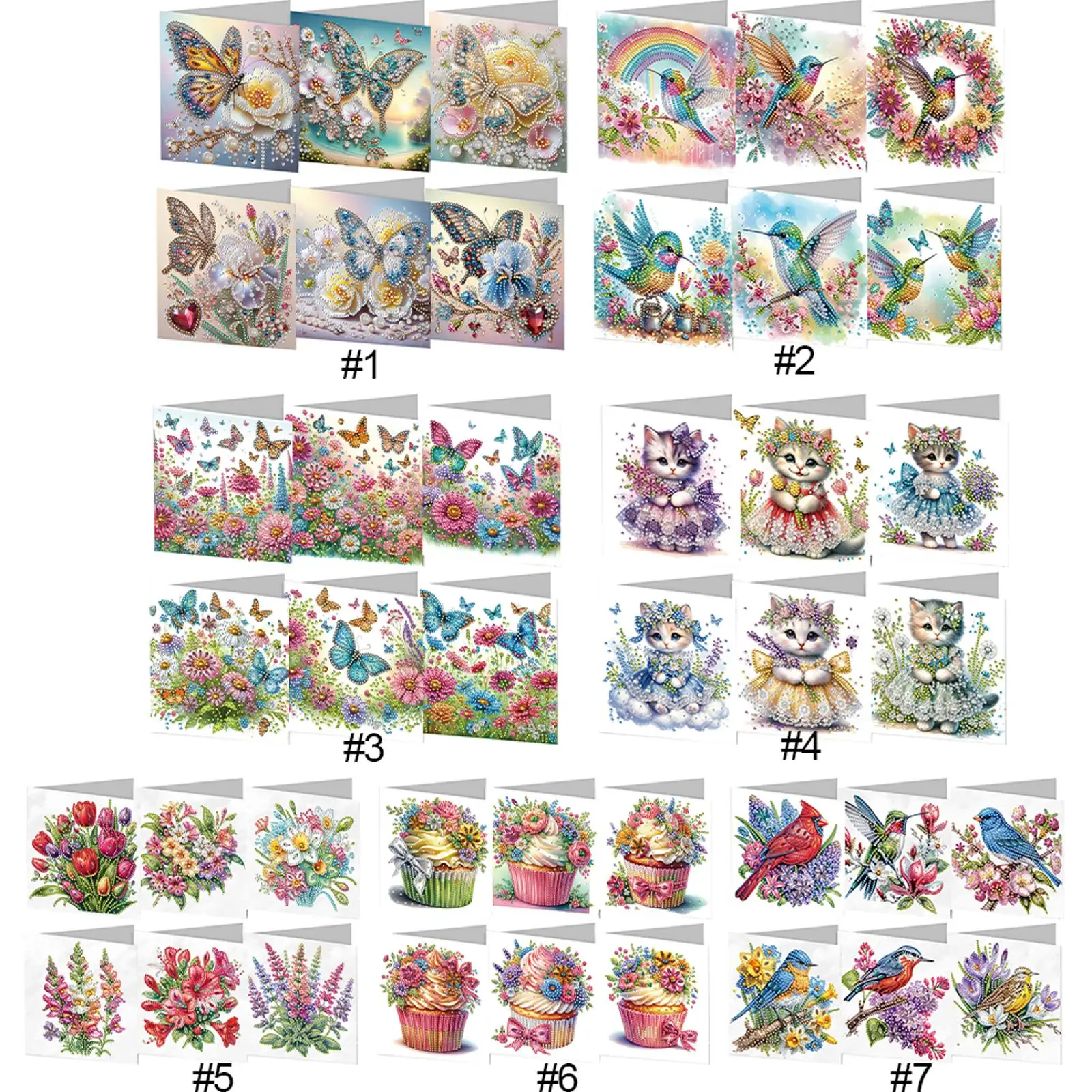 

Набор для творчества: 6 карточек с алмазной вышивкой 5D, стразами, ручной работы, для подарков на День рождения и День Благодарения