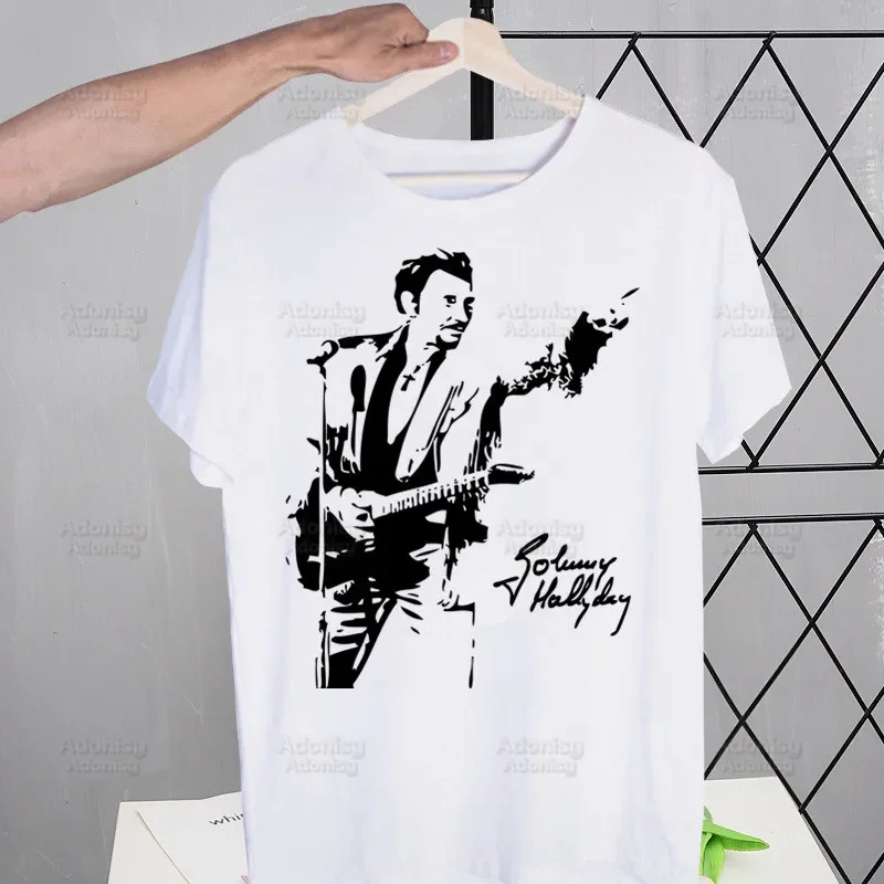 Johnny Hallyday Singer Rock  Harajuku T-shirts Summer Men Women Hip Hop Funny Print Tshirt T Shirt Short Sleeve Tee Top