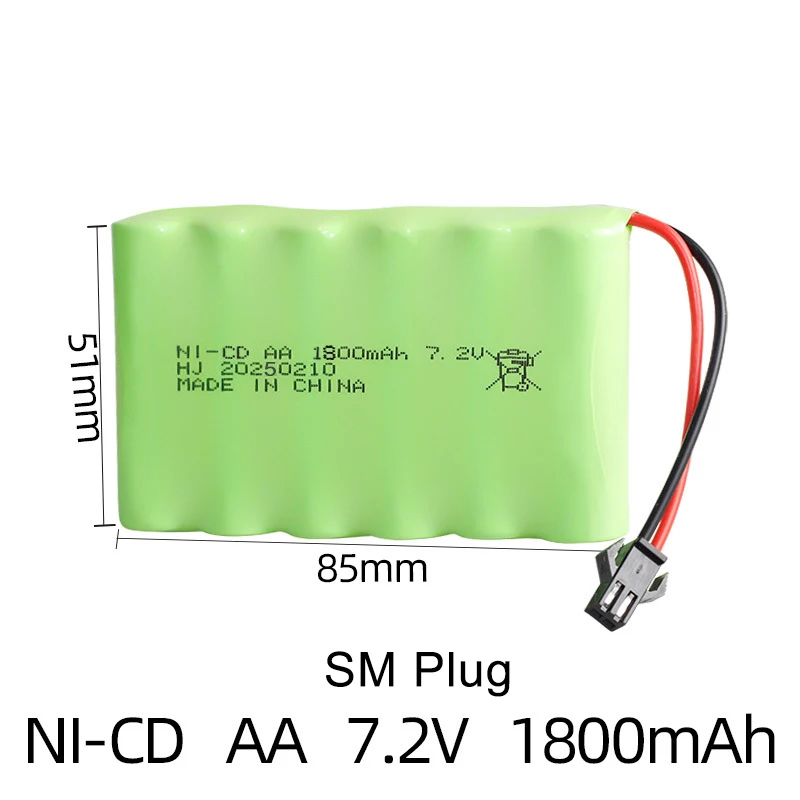 Bateria lipo 7.2v 1800mah rc baterias para caminhão rc recarregável carro NI-CD aa bateria com sm jst el2p ket 5559 plug