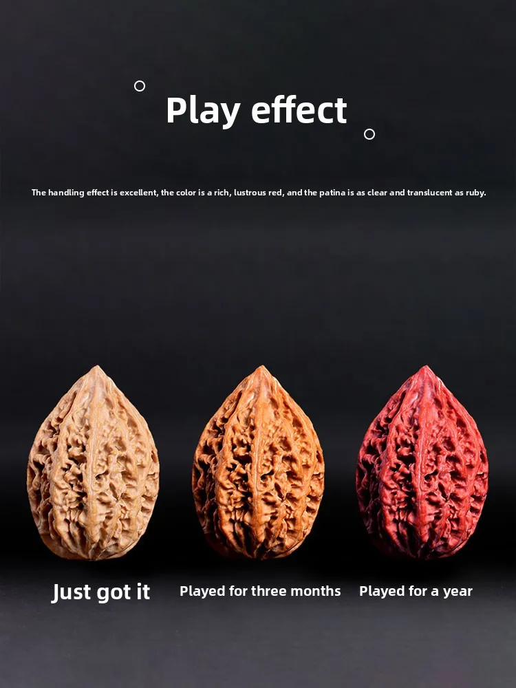 Chinese Style Lucky Blessing Natural Wild Changbai Mountain Matched Walnut Pair Hand Massage Spinning Wenwan Toy Wealth Attract view 4