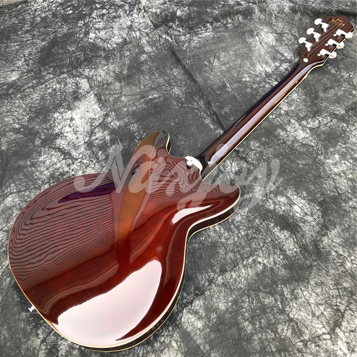 غروت براون لهب القيقب الجاز الغيتار شبه جوفاء F ثقوب Archtop الغيتار