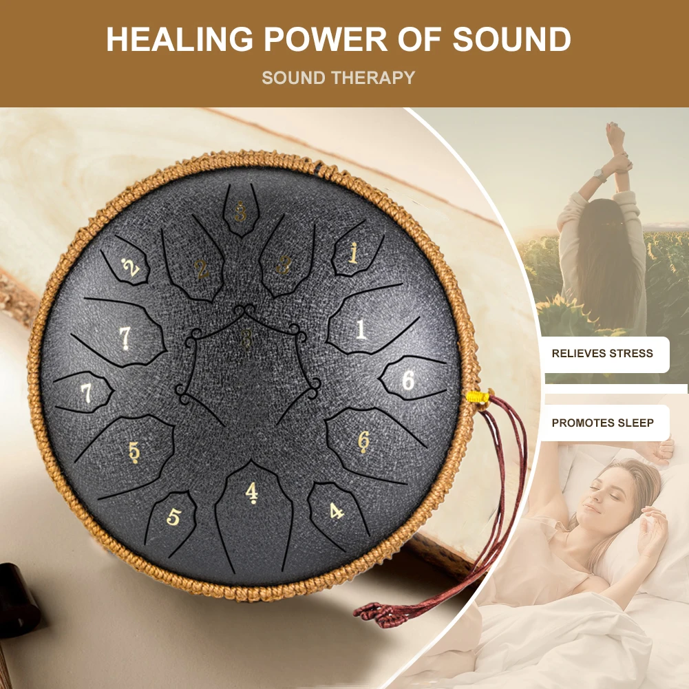 12Inch Music Drum 15 Notes D Tone Ethereal Drum Yoga Meditation Sound Healing Beginners Percussion Instruments Gifts Drumsticks