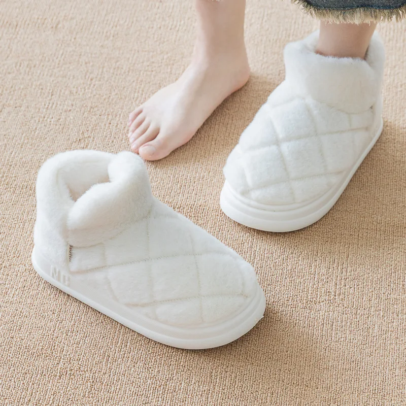 2024 New Winter Shoes Woman Men Indoor Slippers Warm Plush Thick Sole Couple Home Street Ankle Boots House Floor Fluffy Footwear