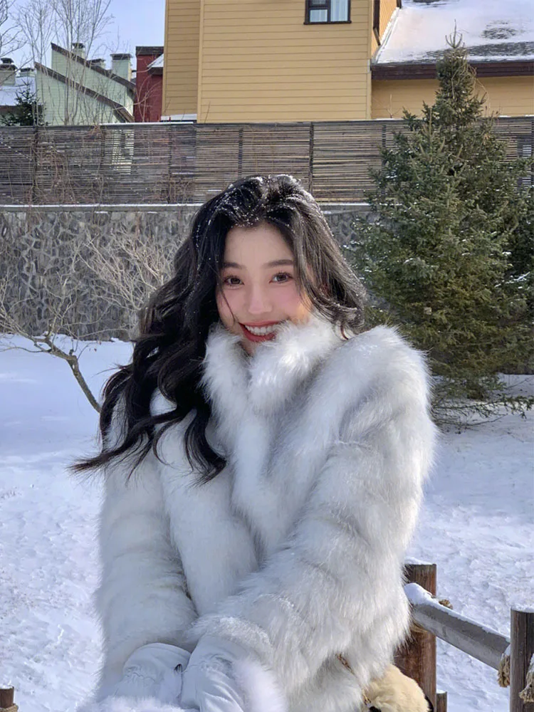 

2025 New Korean Sle ort Thi adient Fur Jaet Women's Faionable Fur Coat Eco-friendly ort Plu Coat