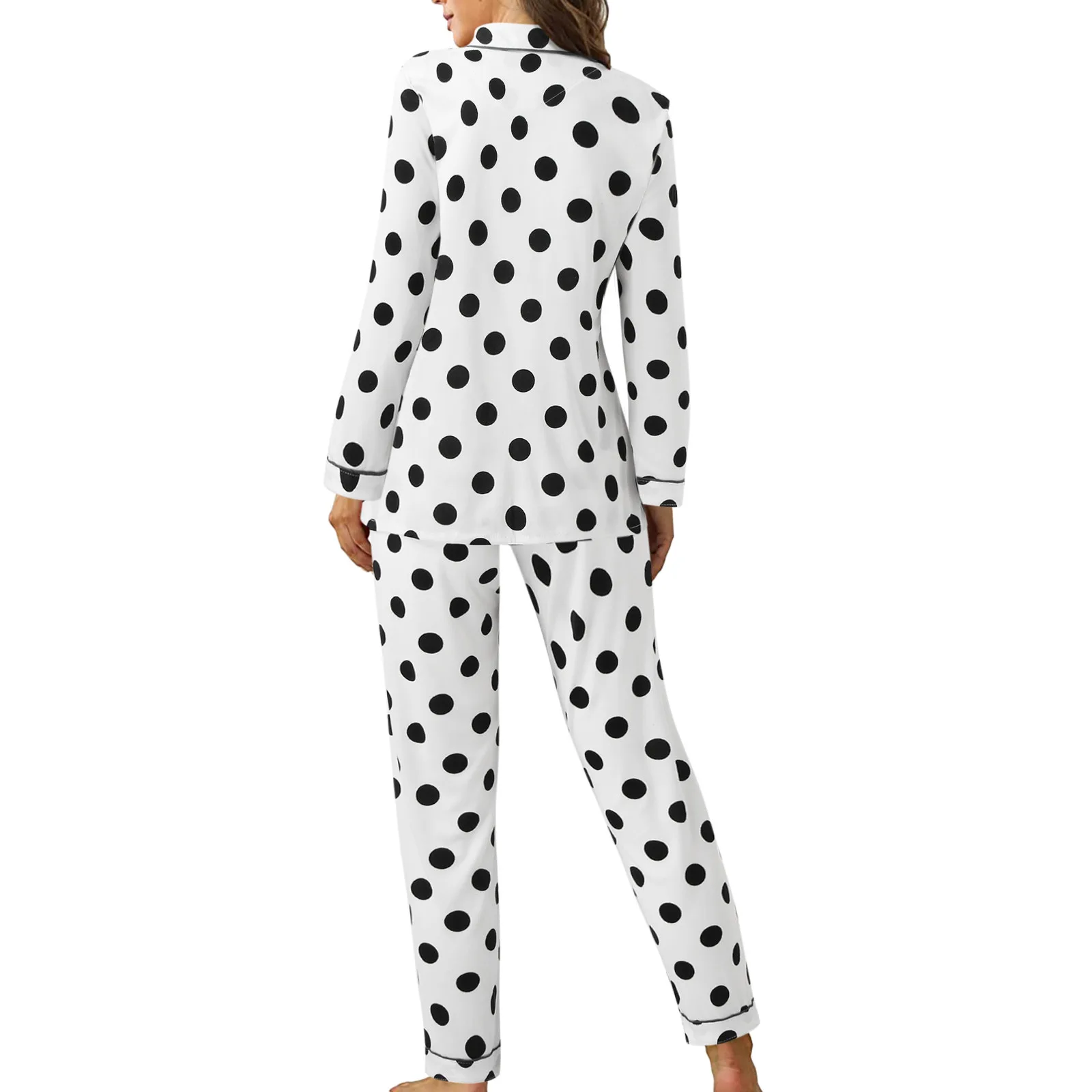 Spring Autumn Spot Pajamas Animal Print Bedroom V Neck Nightwear Female 2 Pieces Graphic Long Sleeve Kawaii Pajama Sets ﻿