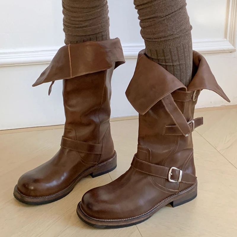 

Зимние женские кожаные ботинки, теплые зимние сапоги на каблуке, дизайнерские женские сапоги до колена, 2025 элегантные прогулочные кроссовки, готические ботинки «Челси»