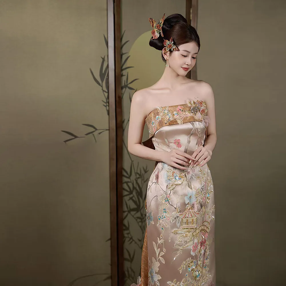 

Платье Xiuhe с драконом Фениксом, тонкое платье невесты, комплекты с юбкой, традиционное свадебное платье в китайском стиле, ханьфу для женщин