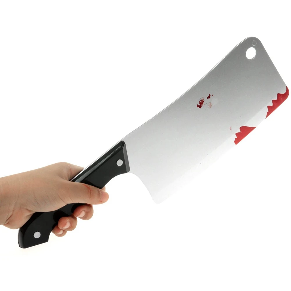 Bloody Cleaver, Fake Knifes Realistic Kitchen Cleaver Prop for Halloween Prank Toys Stage Props