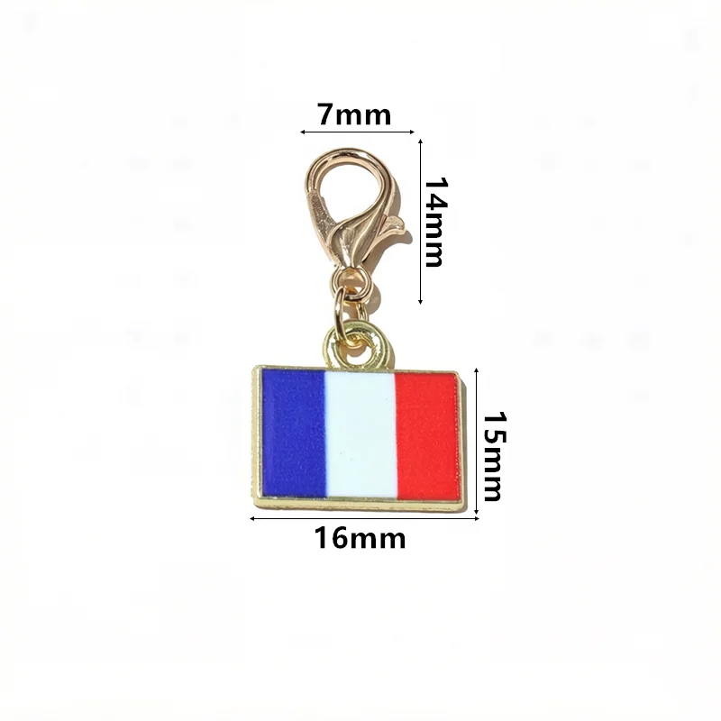 10pcs Enamel National Flags of Countries Charms Pendant with Lobster Clasp DIY Jewelry Making Accessories for Keychain Bracelet