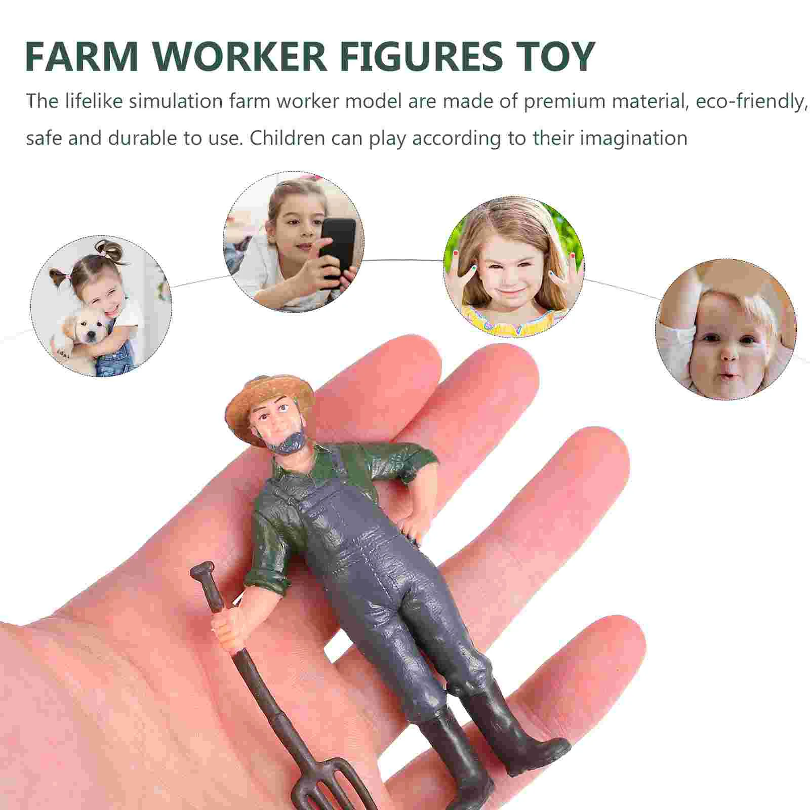 3 Pcs Farm Worker Figurines Toy Models Landscape Decor Simulation Kids Educational Playset Eco Friendly Safe Vivid