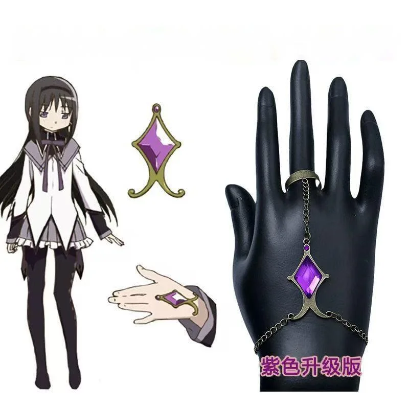 Anime Character Magica Akemi Homura Cosplay Bracelet Diamond Shaped Purple Gemstone Hand Chain Stage Props Jewelry Gifts