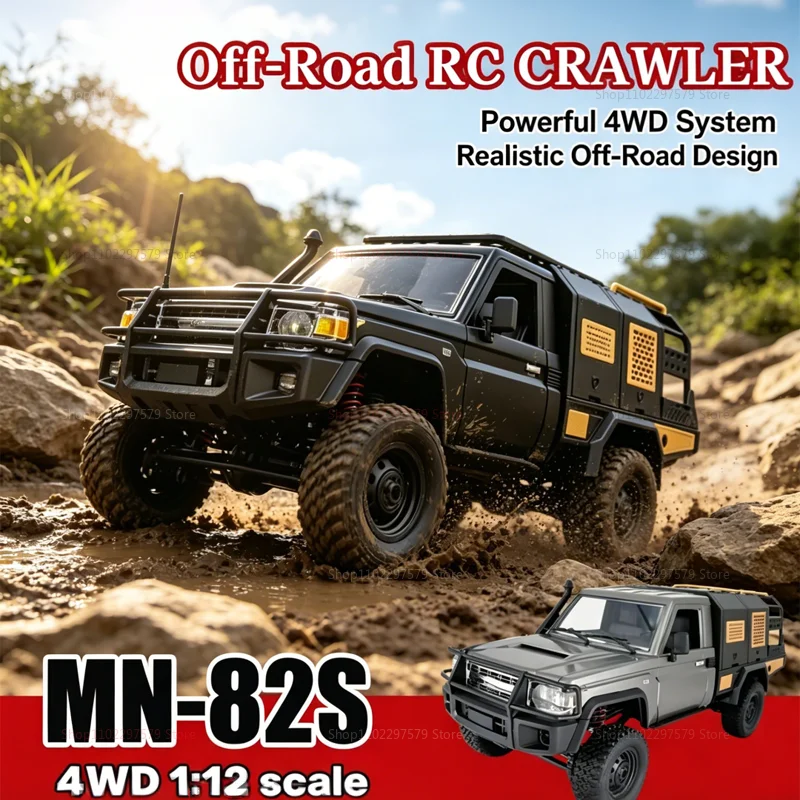 MN82 MN82S RC Crawler Truck 1/12 Scale 4x4 Off-Road Remote Control Short Bed Pickup Climbing Toy Car for Kids Outdoor Play Gifts