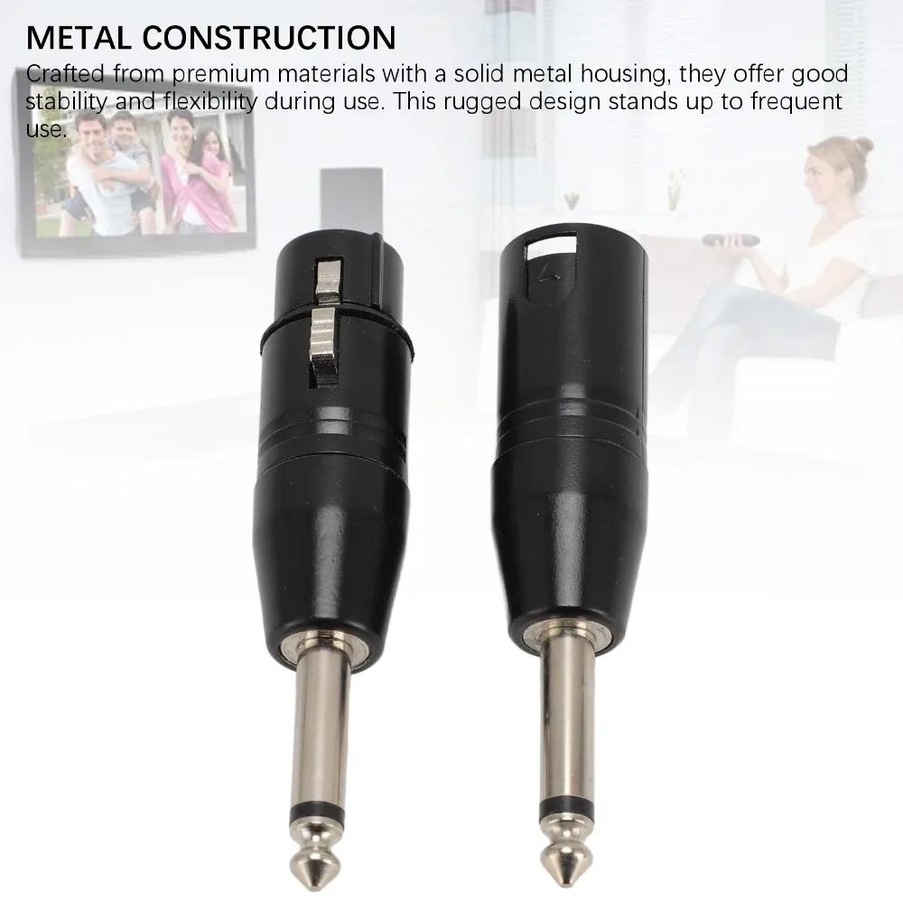 1 Pair 6.35mm Male To XLR 3pin Male + Female 1/4 Inch Male To XLR Adapter Plug and Play Microphone Audio Adaptor