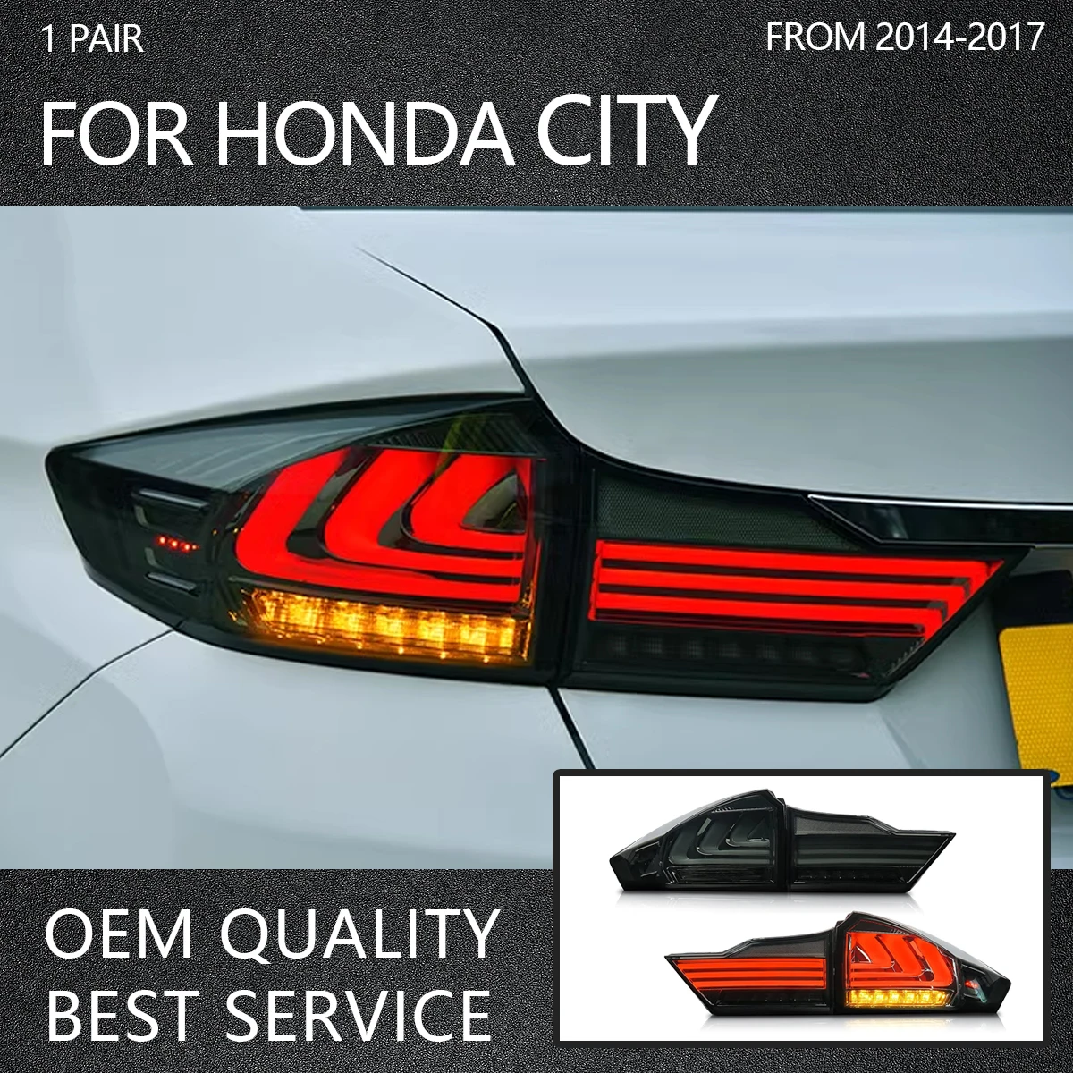 

Светодиодные задние фонари, автомобильные аксессуары для Honda City 2014-2017, задние фонари в сборе, лампа тормоза