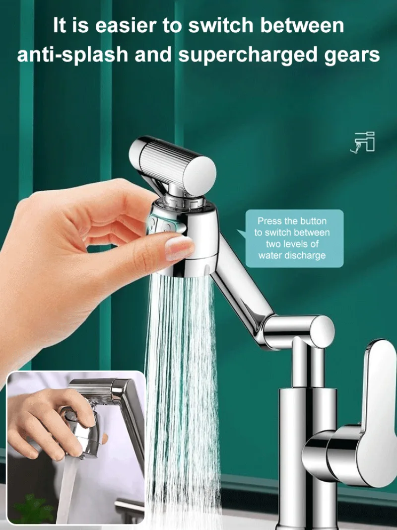 Robotic arm universal swivel faucet for hot and cold water