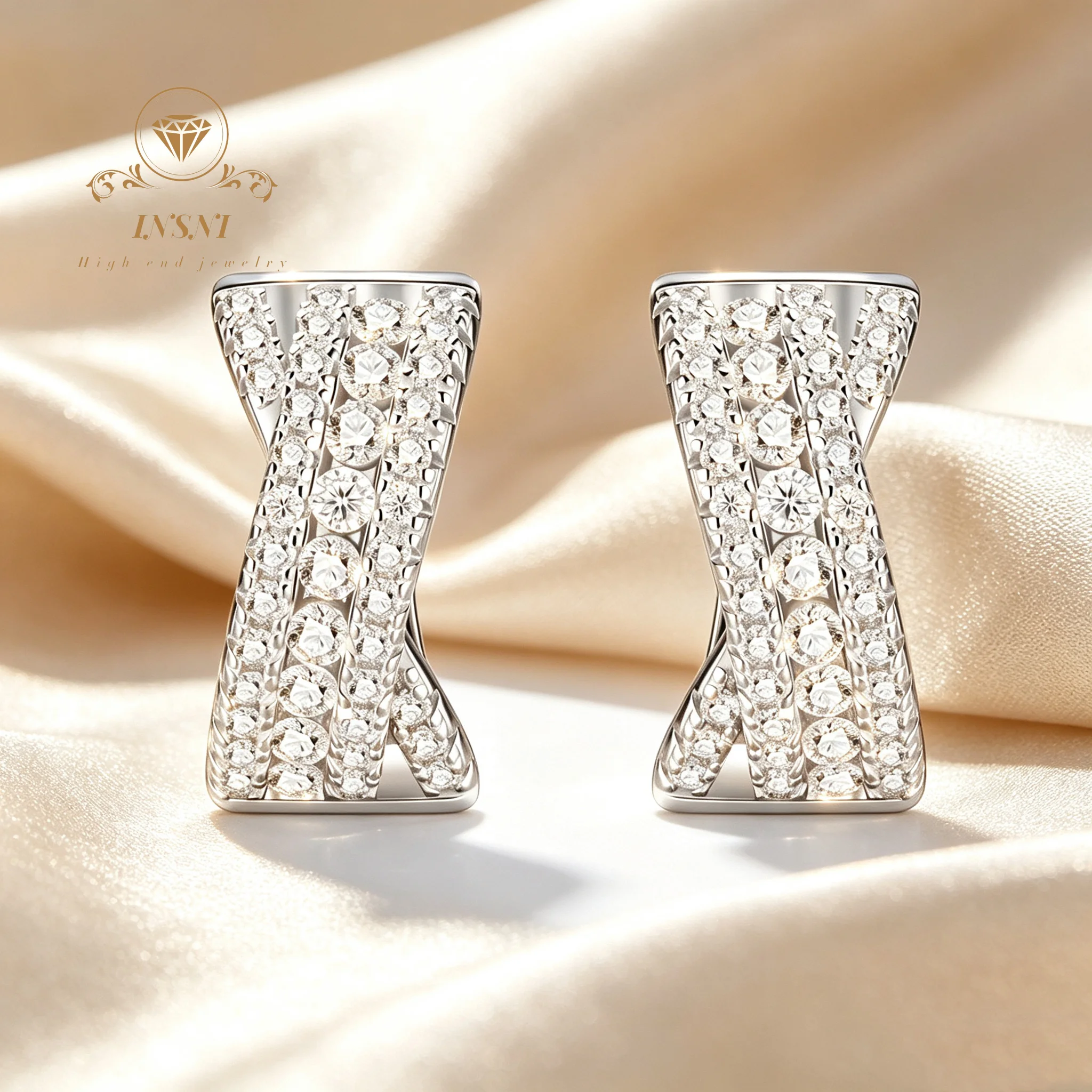 S925 Silver Moissanite Stud Earrings Letter X-shaped Earrings Ear Jewelry Women's Affordable Light Luxury Jewelry Hypoallergenic