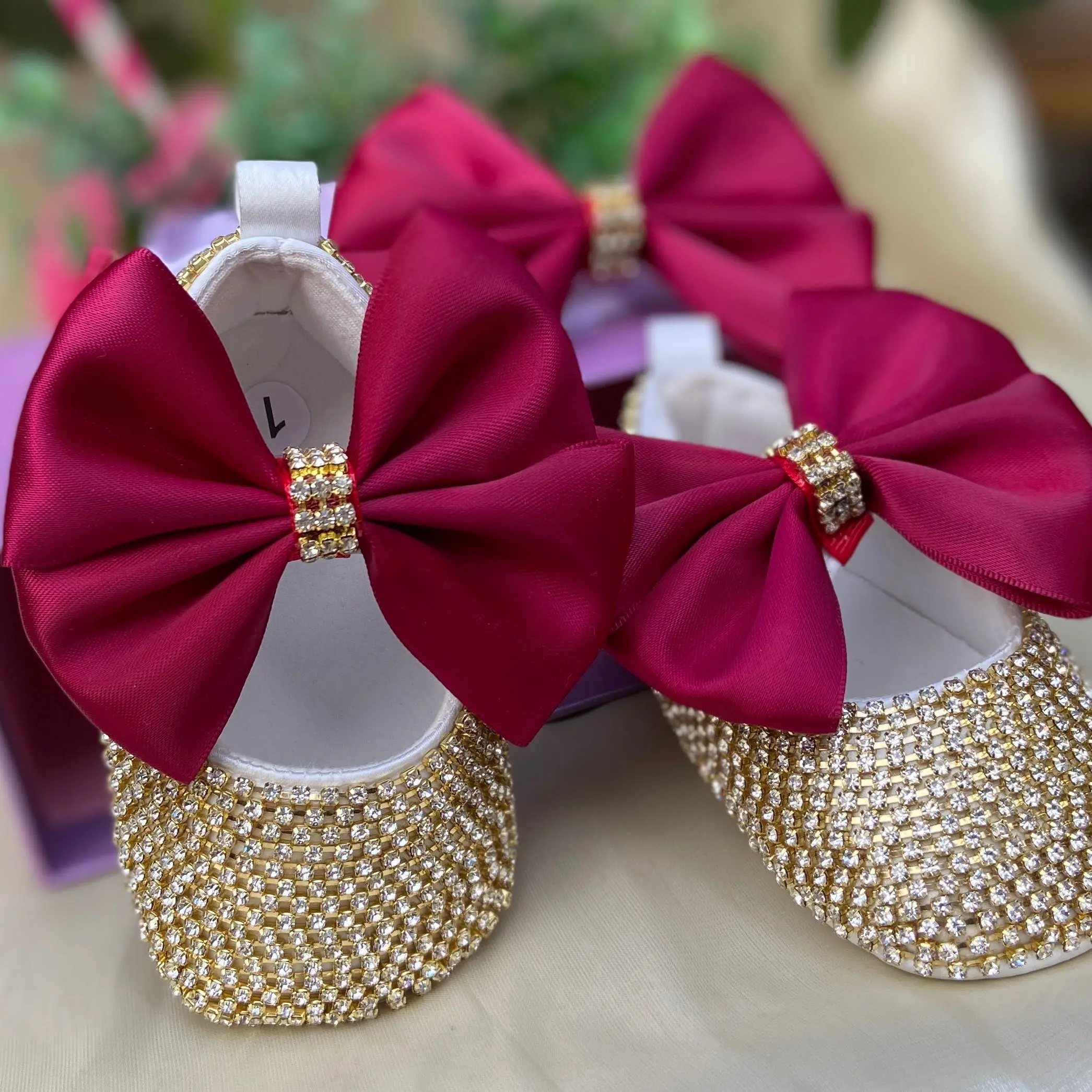 Dollbling X-max Gift Baby Shoes Headband Set Luxury Diamond Valentine's Day Red Bottom Little Girl Crystals Sparkle Shoes