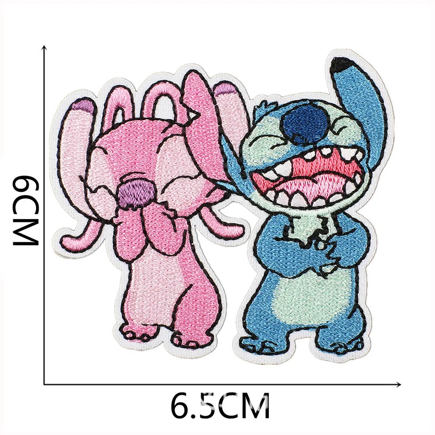 16Pcs Disney Stitch Cute Anime Alien Dog Iron on Embroidery Patch for on Sew Child Clothing T-shirt Jeans DIY Clothes Applique