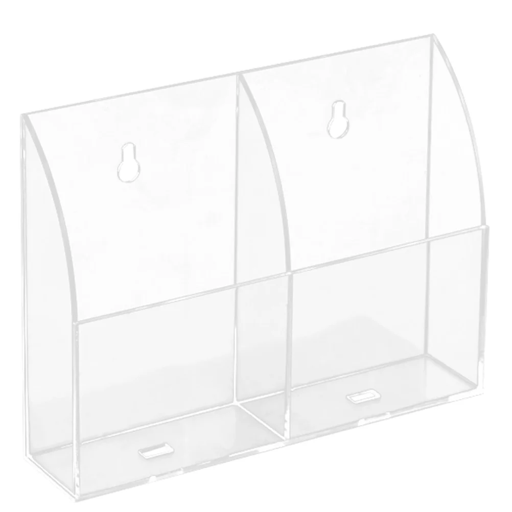 Afbeelding 7: 2-raster aan de muur gemonteerd transparant opbergrek voor afstandsbediening Mobiele telefoon opladen Organizer Box Container Case voor thuiskantoor