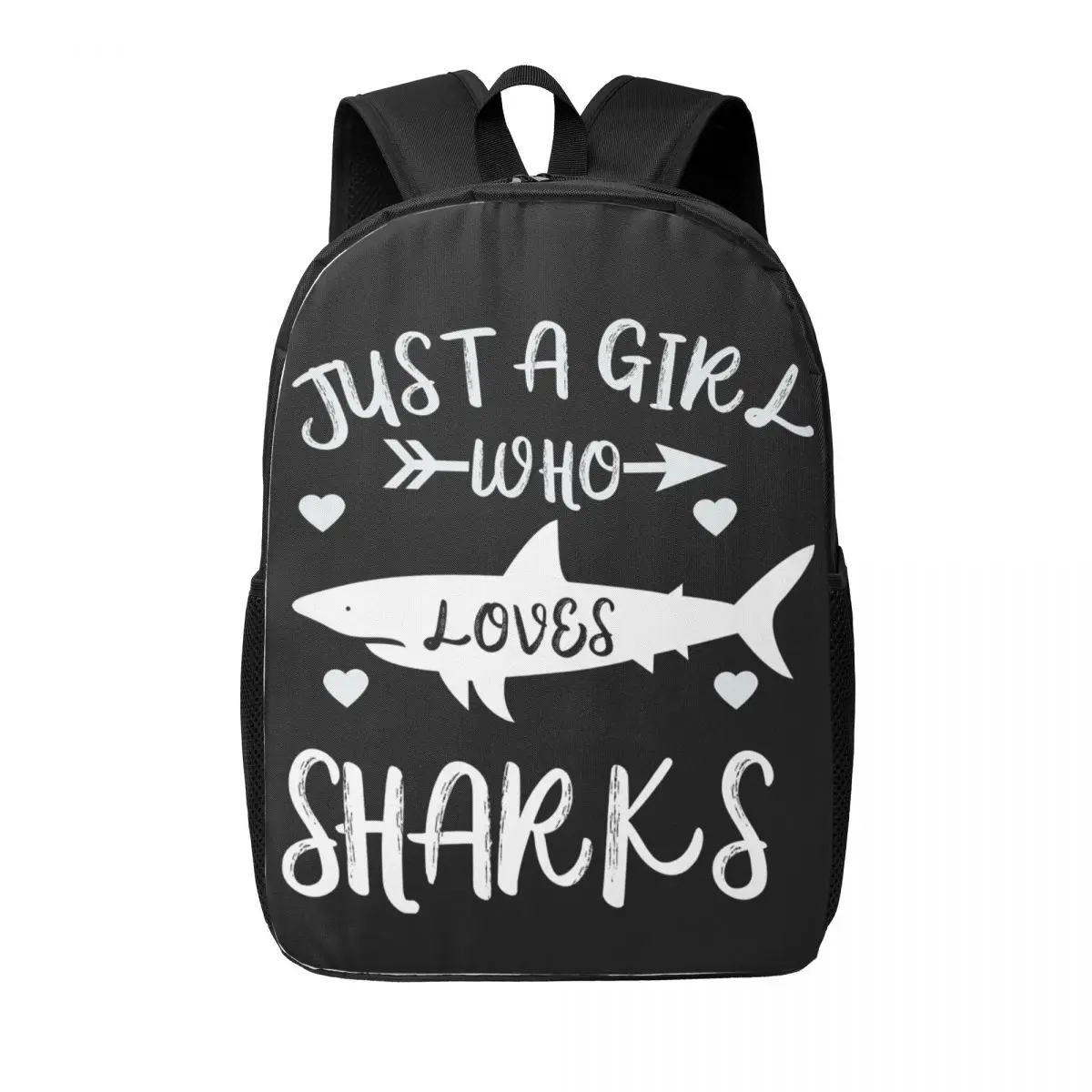 

Just A Girl Who Loves Sharks Woman Backpacks Boys Girls Bookbag Students School Bags Portability Travel Rucksack Shoulder Bag