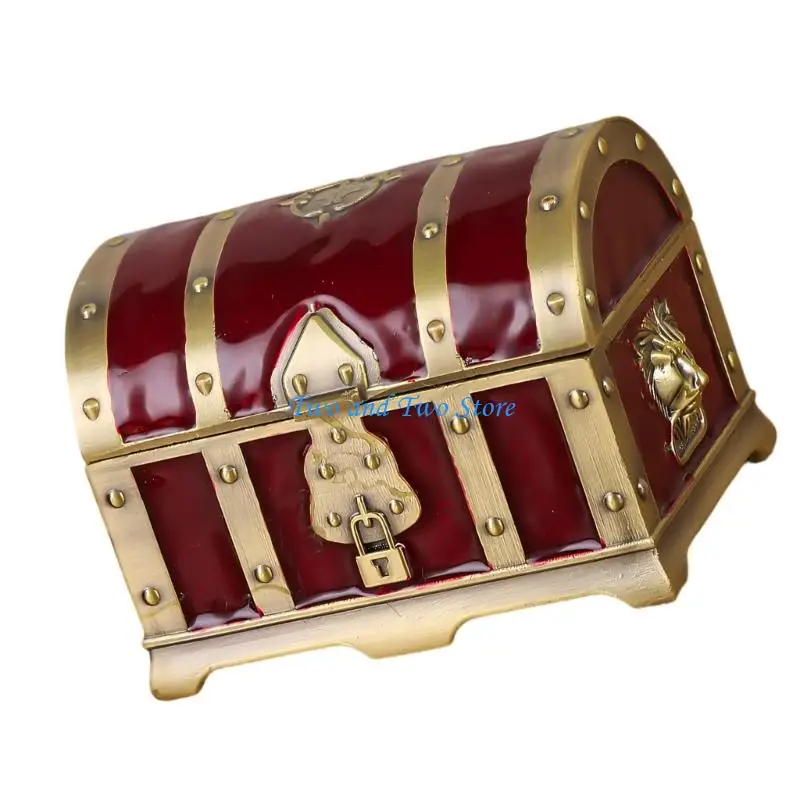HX6F Sophisticated Small Jewelry Storage Box Elegant Zinc Alloy Case
