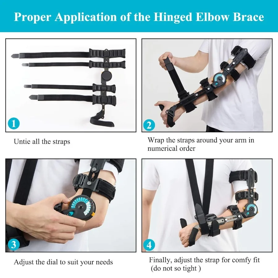 Hinged ROM Elbow Brace with Hand Grip Post OP Elbow Brace with Sling Stabilizer Arm Injury Recovery Splint Support for Post-Op