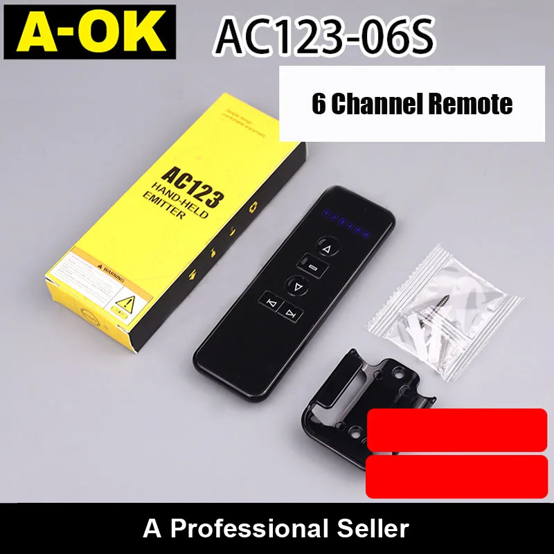 Control remoto inalámbrico RF433 de 6 canales A-OK AC123-06S Original Compatible con motor de cortina A-OK y motor tubular