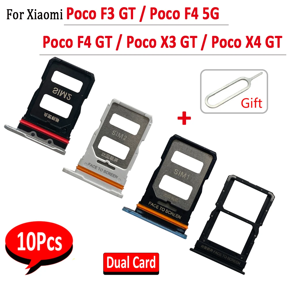 10 Stücke, NEUE Micro Nano SIM-kartenhalter Tablett Chip Slot Schublade Halter Adapter Buchse Für Xiaomi Mi Poco F3 X3 X4 GT F4 5G + Pin