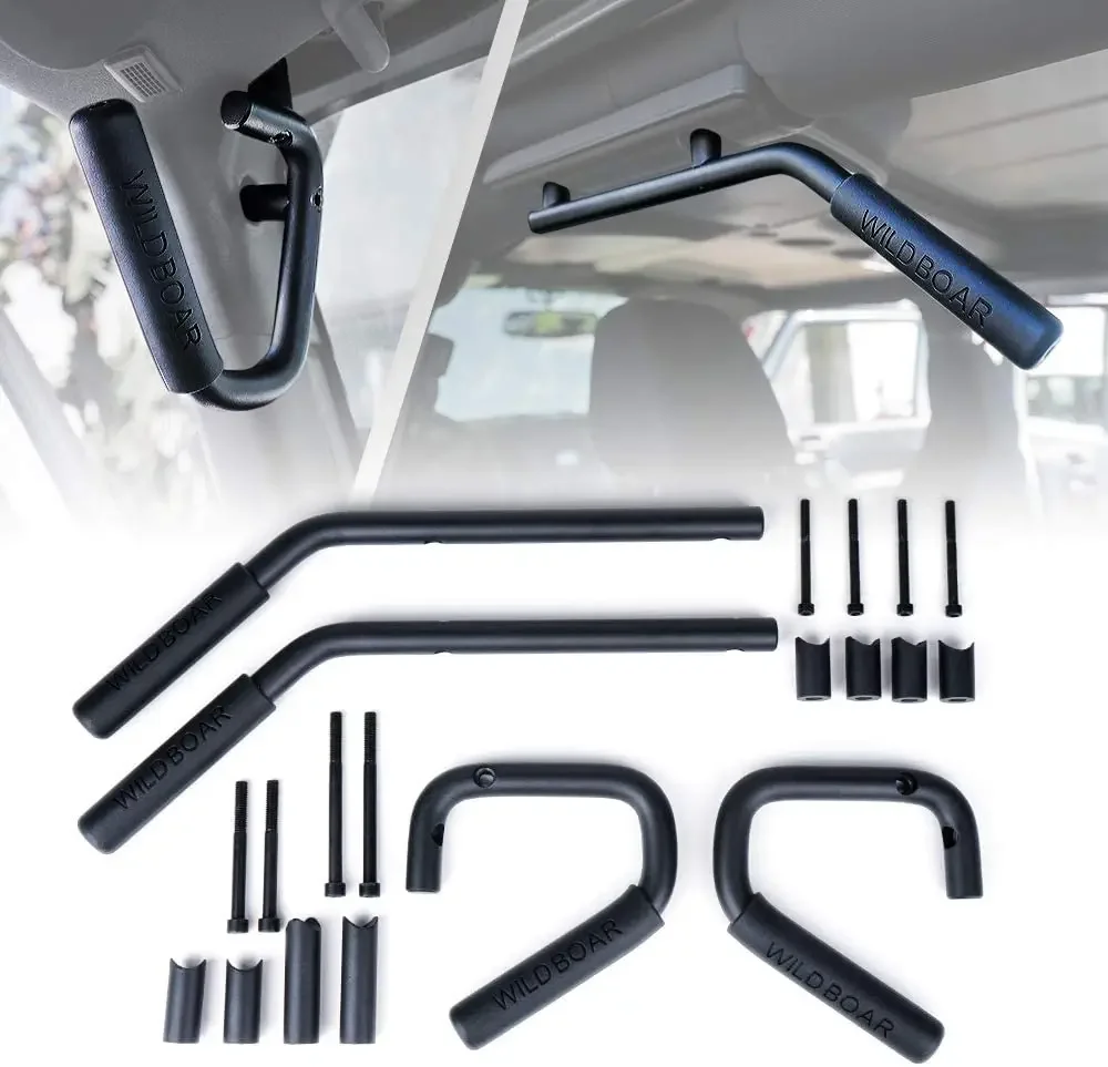 

Popular Products 2022 accessories car Black Aluminum Front & Rear Steel grab bar Handle Kit for 2007 - 2018 Jeep Wrangler JK