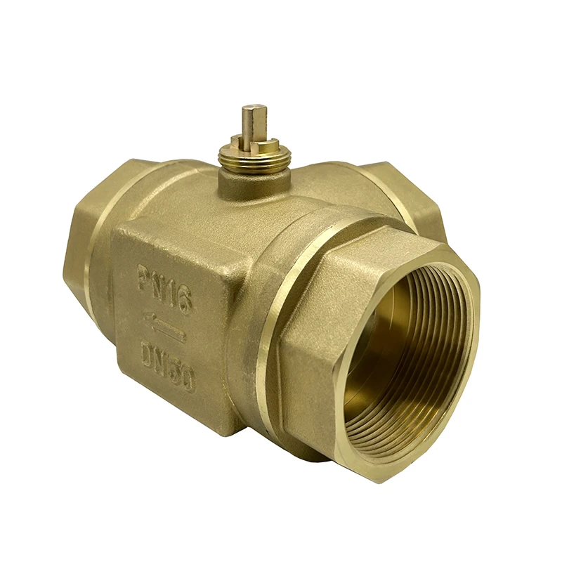 2" DN50 3 Way Motorized Brass Ball Valve T Type Body Electric Thread Ball Valve Body