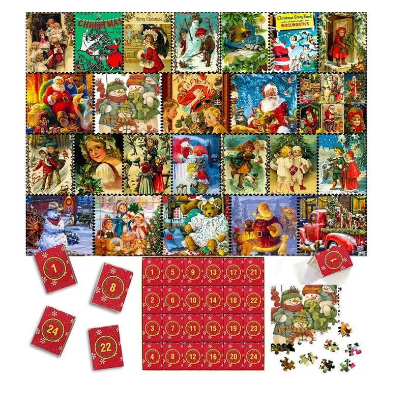 Advent Calendar Jigsaw Puzzle 2024 Stocking Stuffer Collectible Puzzles Countdown Calendar 24 Days Jigsaw Puzzles Christmas