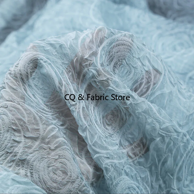 

Мягкая шифоновая ткань, трехмерная розовая плиссированная пряжа, полупрозрачная свадебная юбка своими руками, дизайнерская ткань 1 метр