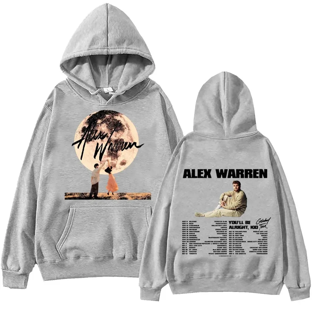 Harajuku hip hop solto hoodie alex warren tour 2025 impresso moda casual impressão hoodie y2k esportes moletom outono unisex
