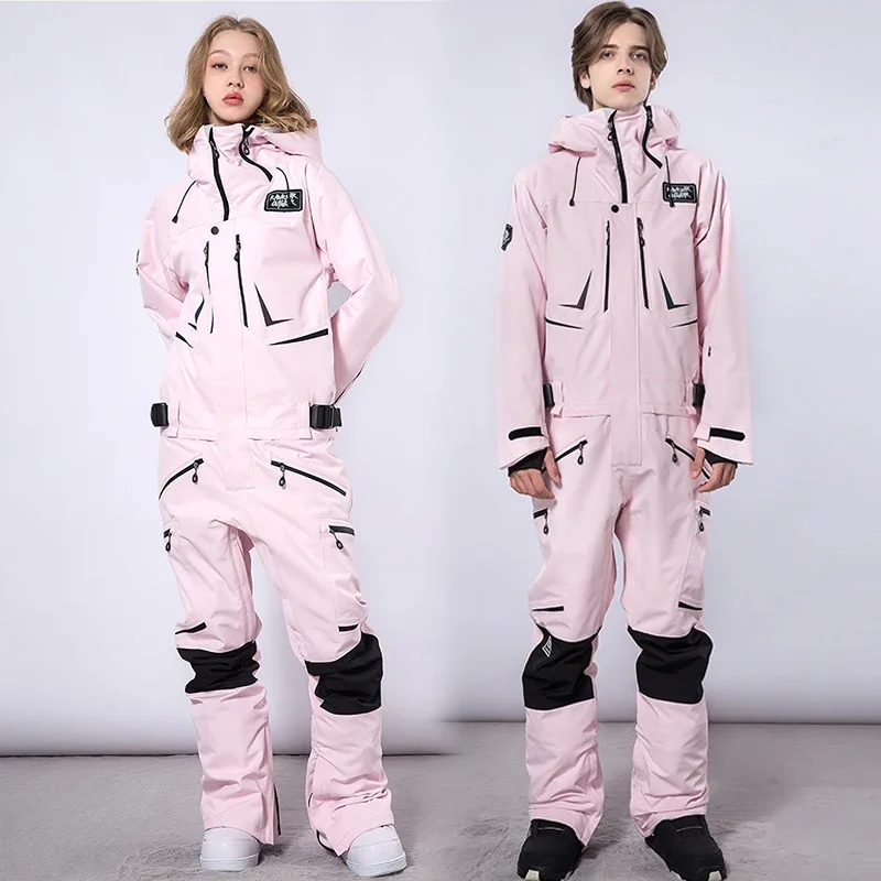 2024 new Windproof Mountain Snowboard Female Clothes Outdoor Waterproof Warm Ski Jumpsuit Woman Winter One Piece Men Snowsuit