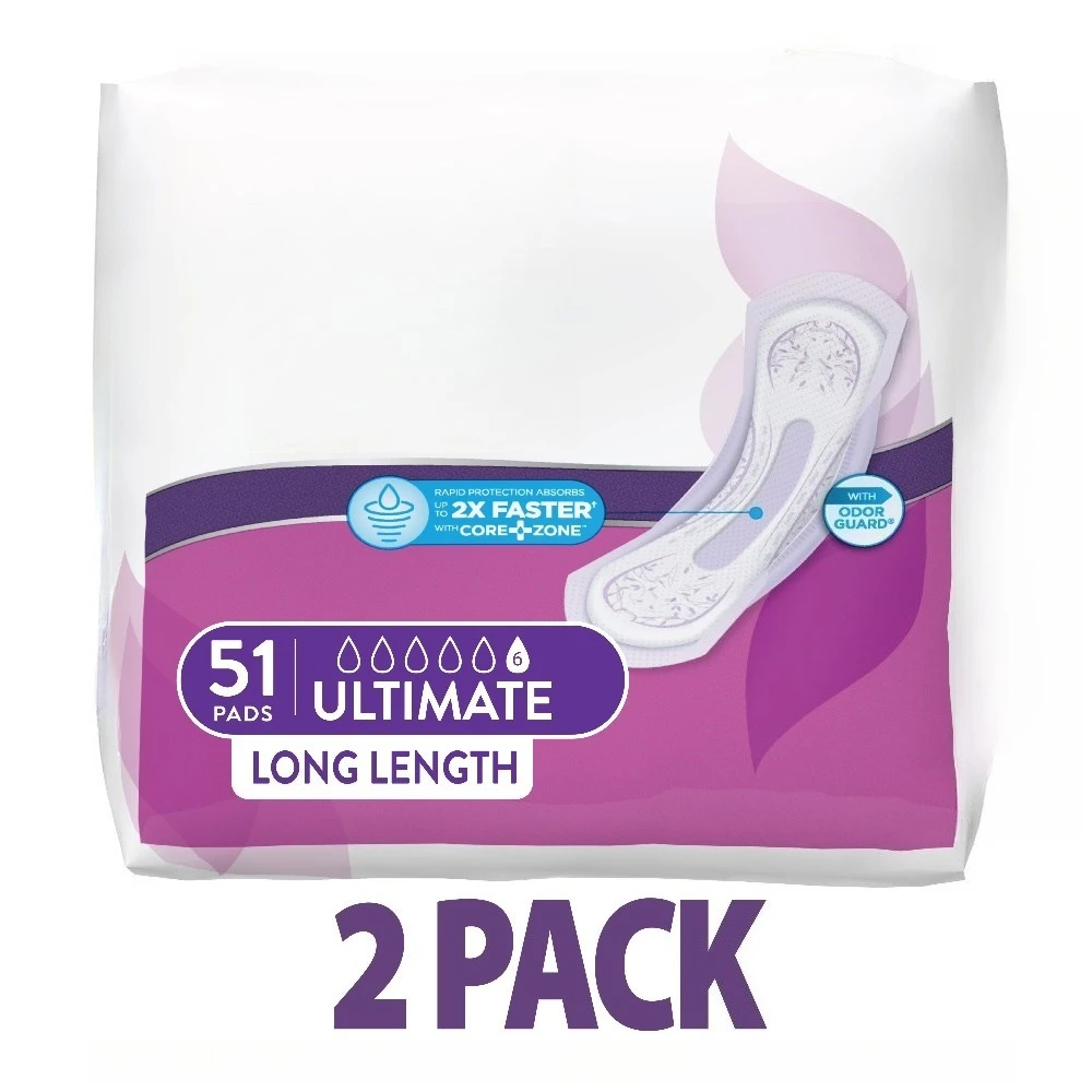 

102 шт. женских прокладок от недержания, максимальная впитываемость, удлиненные, без запаха, для защиты от протеканий ночью.