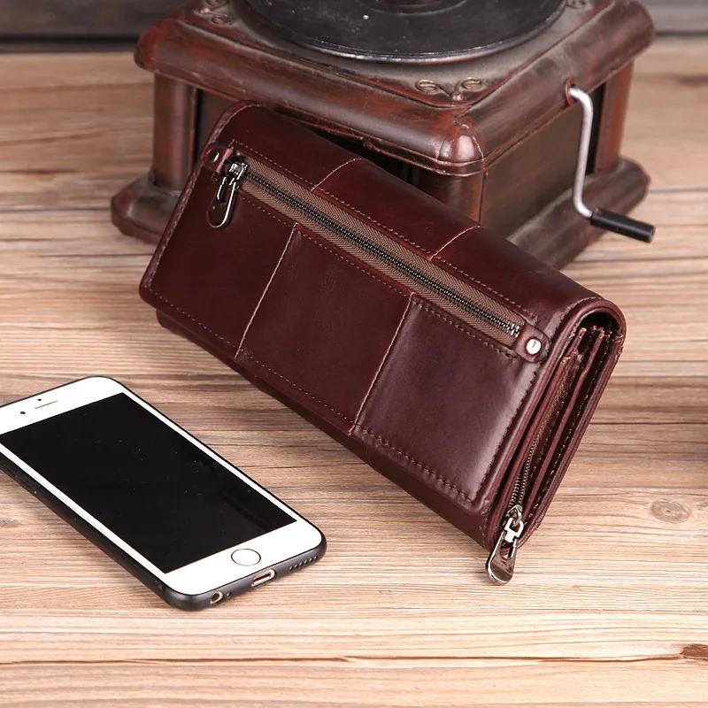 Cobbler Legend Long Genuine Leather Wallet Women Cards Holder Female Zipper Purses with Phone Bag Big Valet Carteira