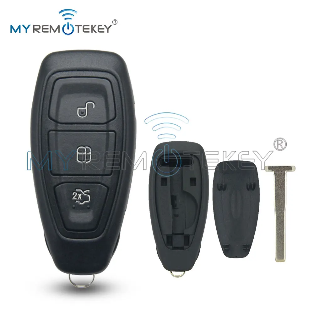 REMTEKEY Funda de llave inteligente para Ford Kuga Fiesta Focus 2003 2004 2006 2007 2008 2010 2012 3 botones