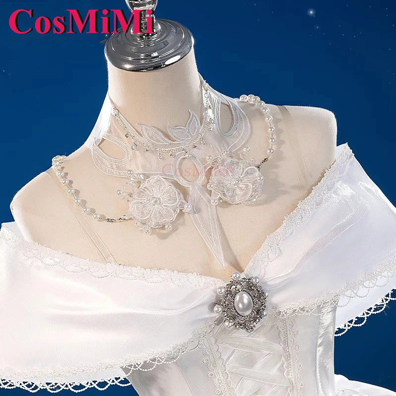 CosMiMi Game Genshin Impact Furina/Focalors أزياء تنكرية للعروس الوردية فستان زفاف أنيق كرنفال ملابس لعب الأدوار