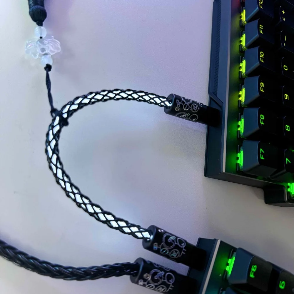 Winshop Double Type C 8k Keyboard Cable Costom RGB USB-C Single Crystal Copper Short Data Cable Opaque 22cm Keyboard Accessory