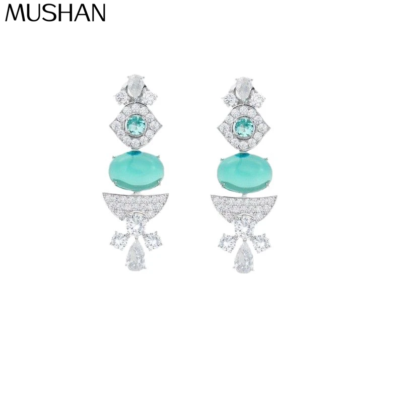 

MS MuShan Brand Jewelry 925 Sterling Silver Earrings Zircon 7A Leverback Engagement Ladies Real Gold Plated Fine Earring