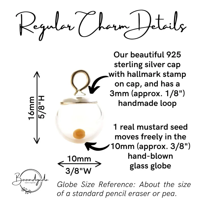 قلادة على شكل بذور الخردل من الفضة الإسترليني عيار 925 بتصميم عتيق، قلادة على شكل كرة زجاجية 10 مم، هدية ملهمة للتشجيع والستري #6