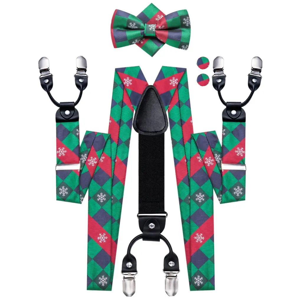 Gravata borboleta de seda masculina, suspensório de Natal ajustável com clipe, suspensório de Natal para homem, casamento, negócios, primavera, outono, punho do lenço