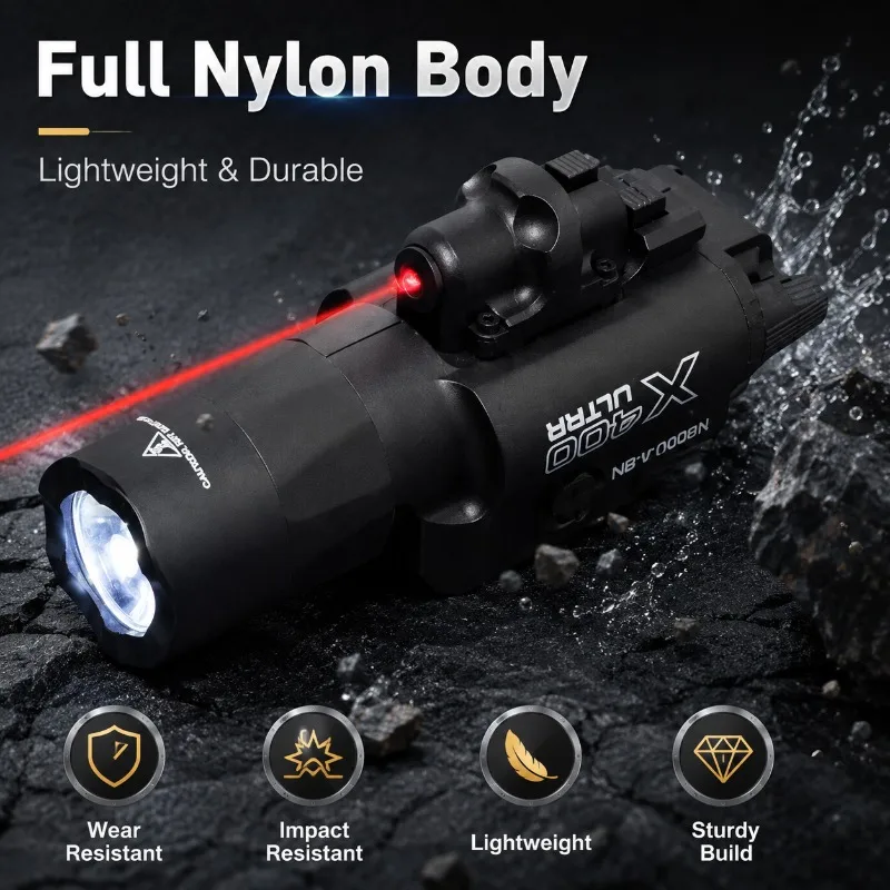 Nylon X400 Outdoor Hand Light Accessory, Bottom Install Design with Separate on‑Off Switch