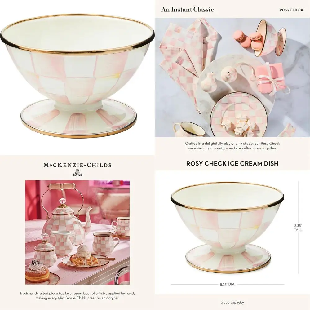 

Эмалированная сервировочная чаша на 2 порции в розово-белую полоску для мороженого и торжественных мероприятий