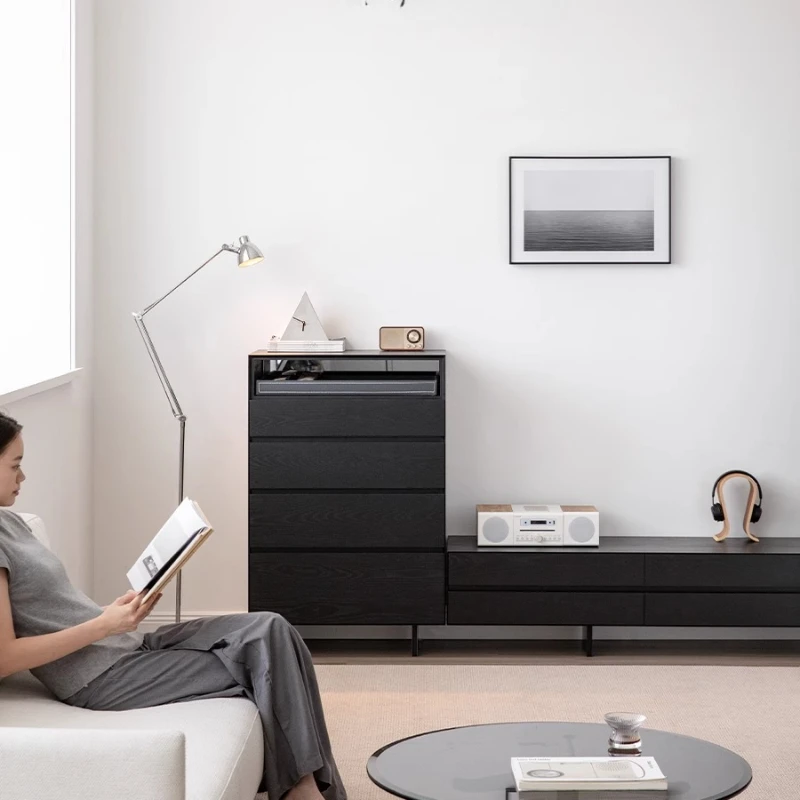 

Solid wood chest of drawers, bedroom bedside cabinet, retro storage locker, simple wall side cabinet