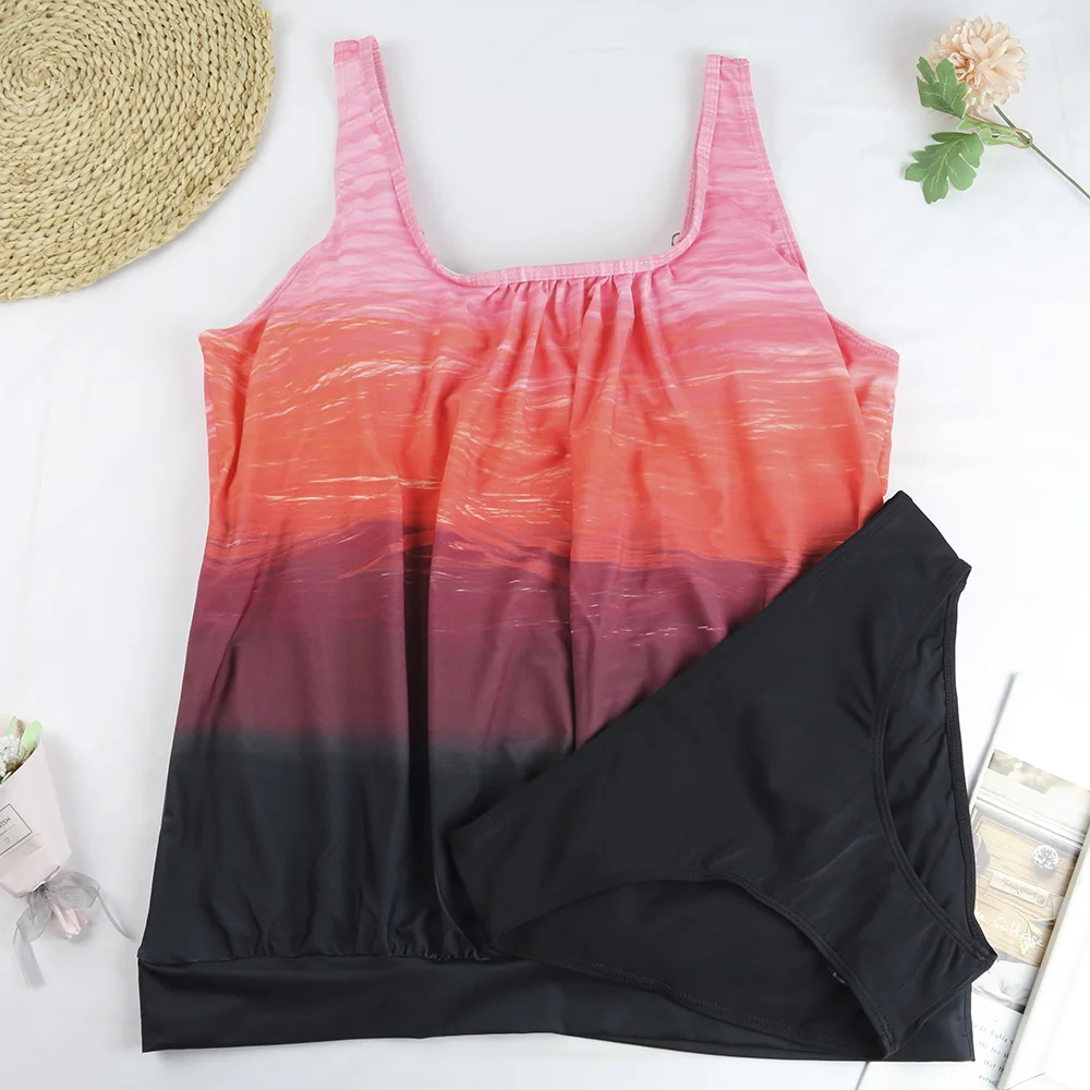 طقم بكيني CPUTAN-Tankini للنساء ، ملابس سباحة للتحكم في البطن ، بدلة سباحة برازيلية ، ملابس بحر ، ملابس سباحة ، مقاس كبير ، 2 ، خمر #5